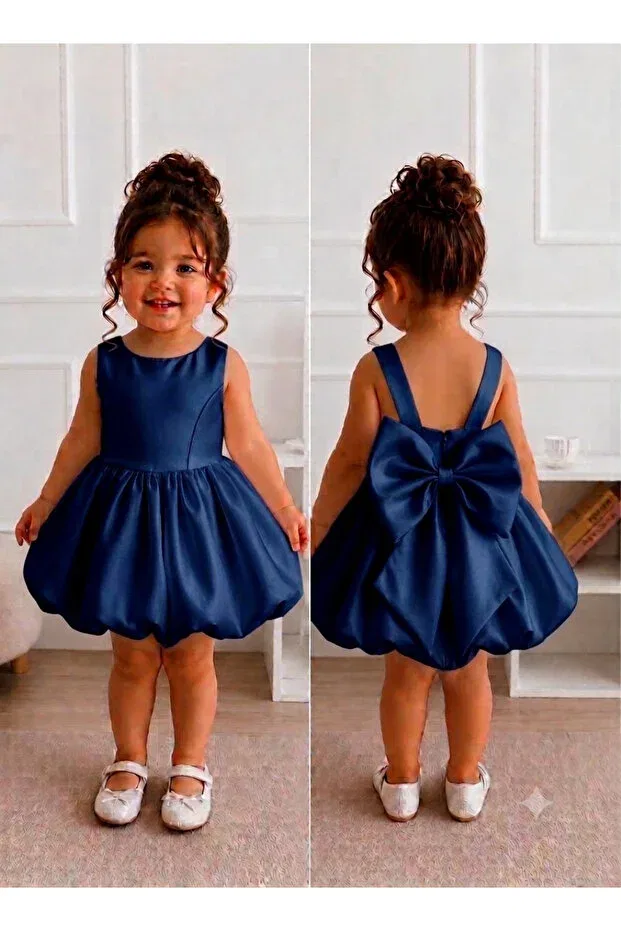 Детское вечернее платье для девочек с принтом Mirace Styl, Navy Blue
