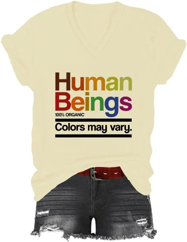 Унисекс футболка с принтом Human Beings Colors May Vary, Creamy Yellow