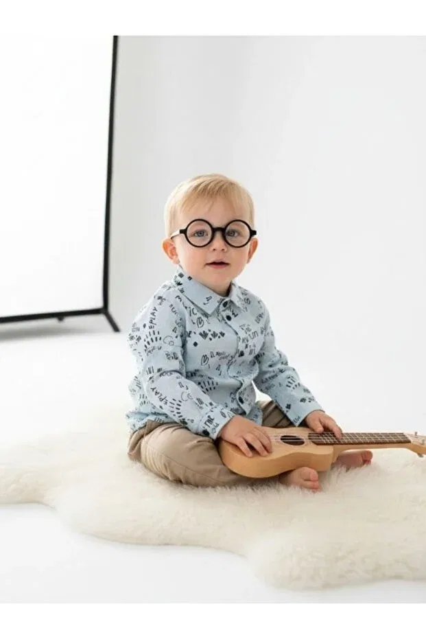 Детская рубашка для мальчиков с длинным рукавом Music Shirt Nk, Blue — фото 3