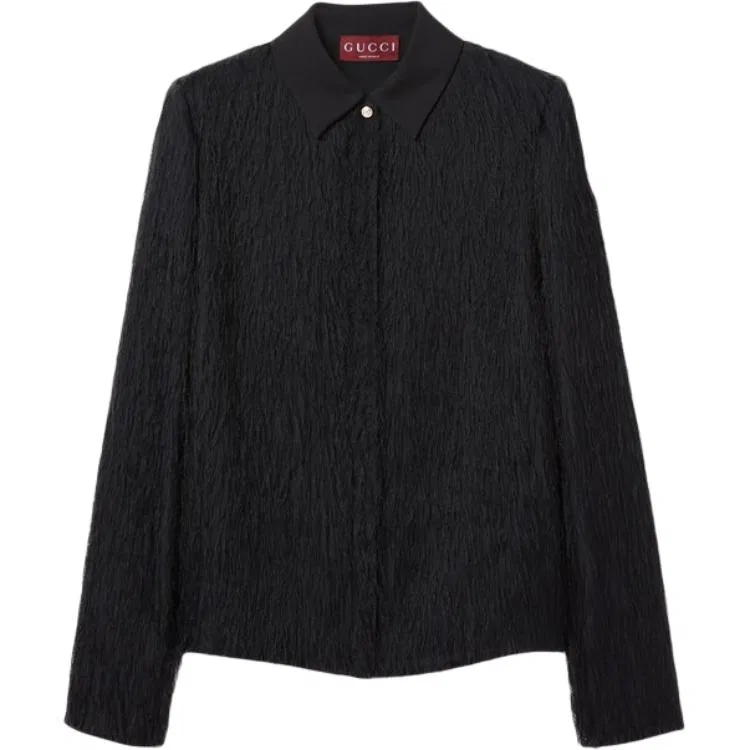 Женская рубашка с бахромой из филейной ткани GUCCI, Black