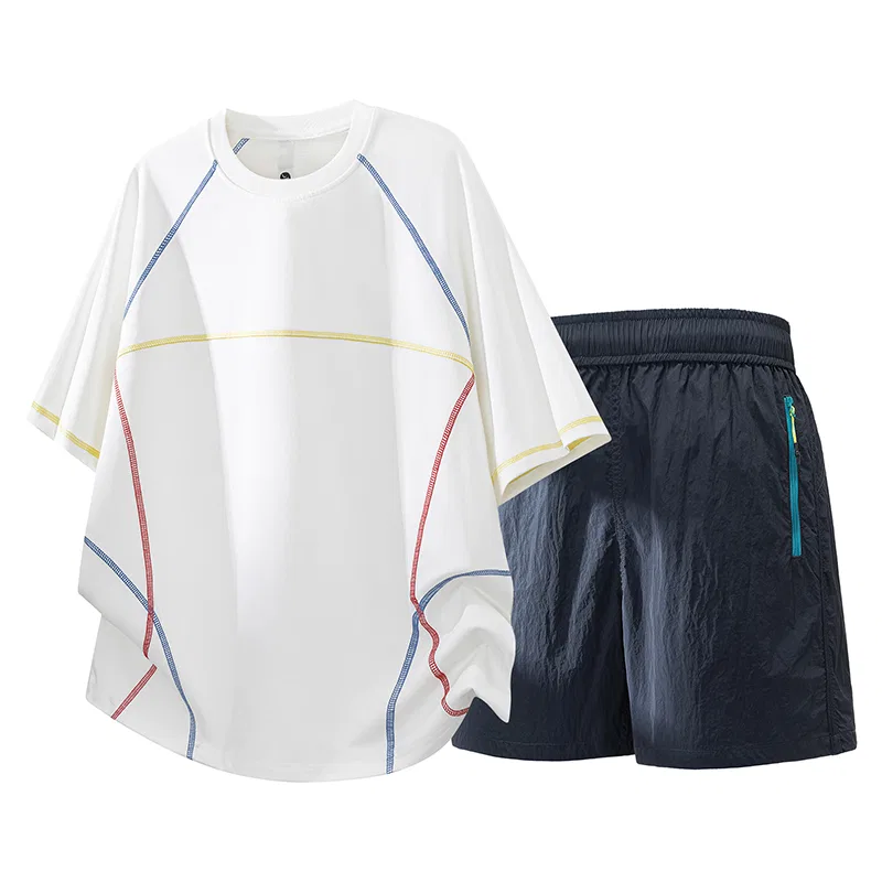 Детский комплект спортивной одежды с круглым вырезом Casual Sportswear, Sugarfunk, Upgraded White Navy Blue