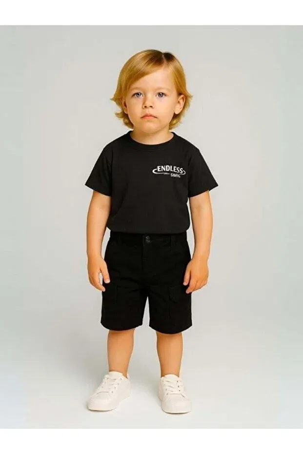 Детские шорты для мальчиков хлопковые Zekids, Black — фото 2