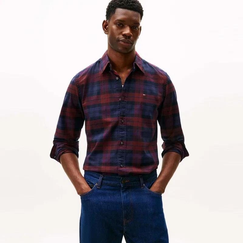 Мужская рубашка с принтом Blue Red Plaid XJS Tommy Hilfiger, Blue Red Plaid XJS — фото 4