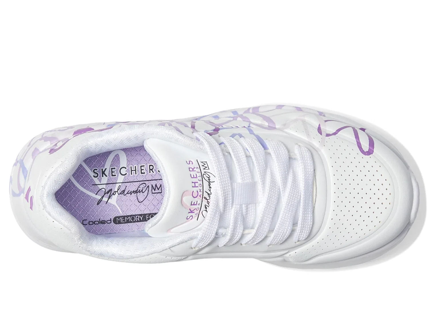 Детские кроссовки для девочек с закрытыми носками One Lite-Spread the Love Skechers, Purple White — фото 2