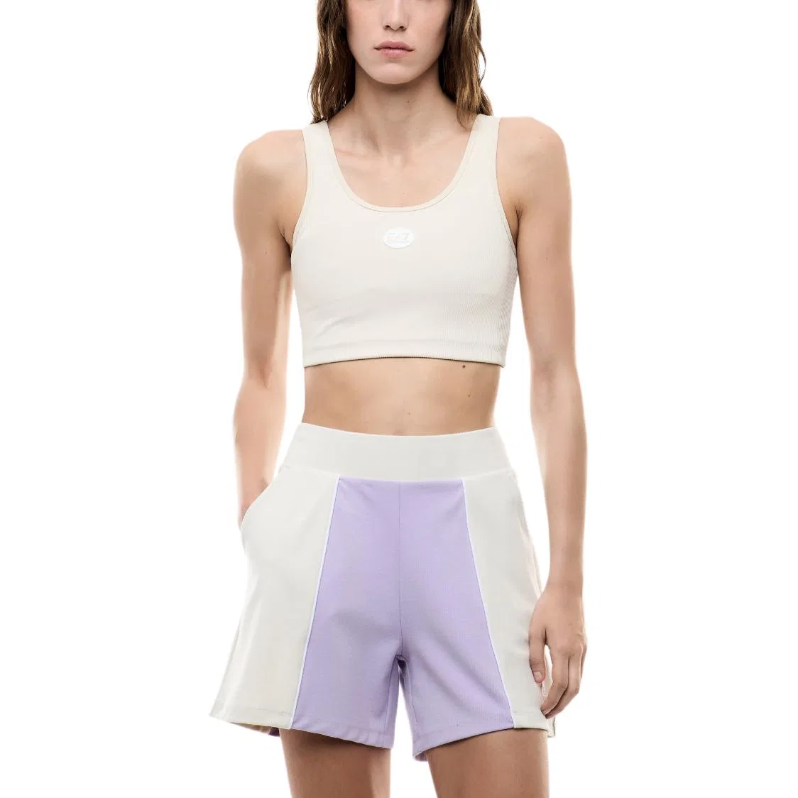 Женские шорты повседневные EA7 Emporio Armani, Белый/Фиолетовый — фото 4
