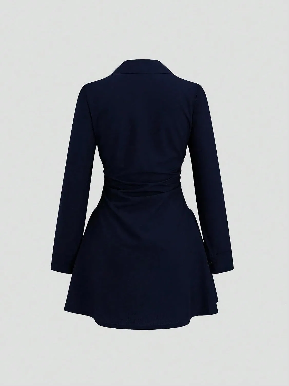 Женское мини-платье-рубашка с драпировкой, Navy Blue — фото 3