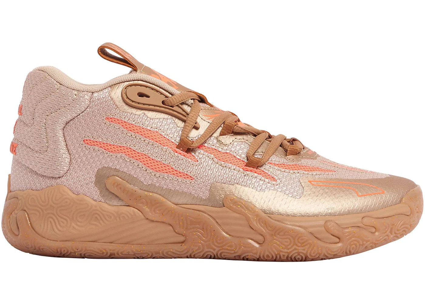 Детские кроссовки для мальчиков с принтом Puma LaMelo Ball MB.03, Gold/Fluro Peach