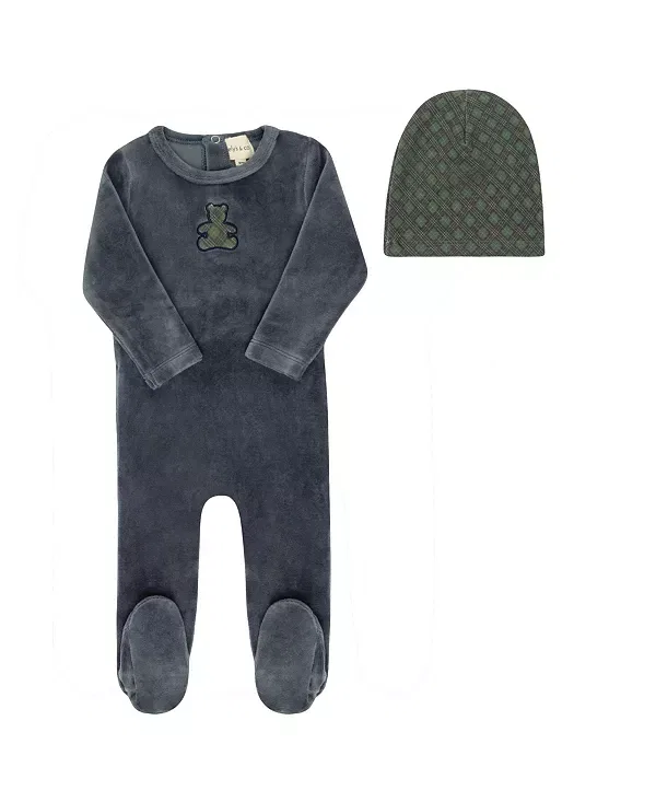 Детский комплект из велюра с принтом Bear Collection Ely'S & Co., синий