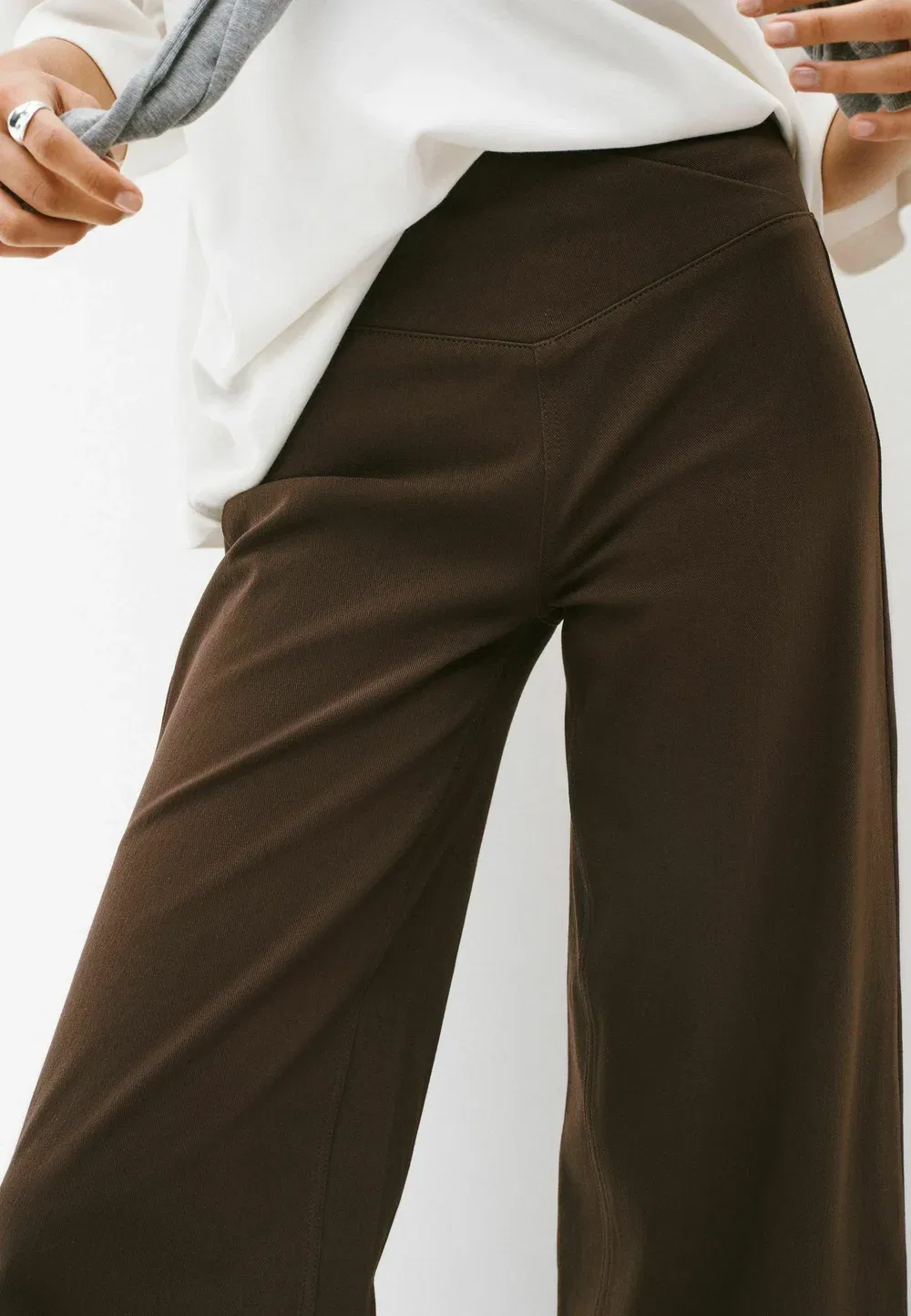 Брюки из денима с широкими штанинами, модель для высоких людей Next, Chocolate Brown Wrap Waist