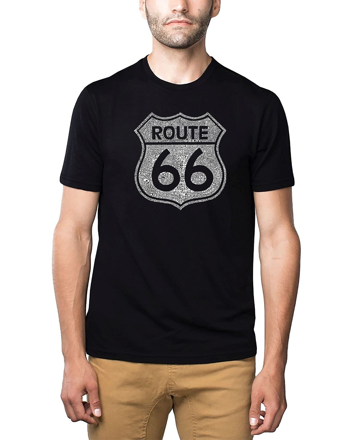 

Мужская футболка premium blend word art - route 66 LA Pop Art, черный