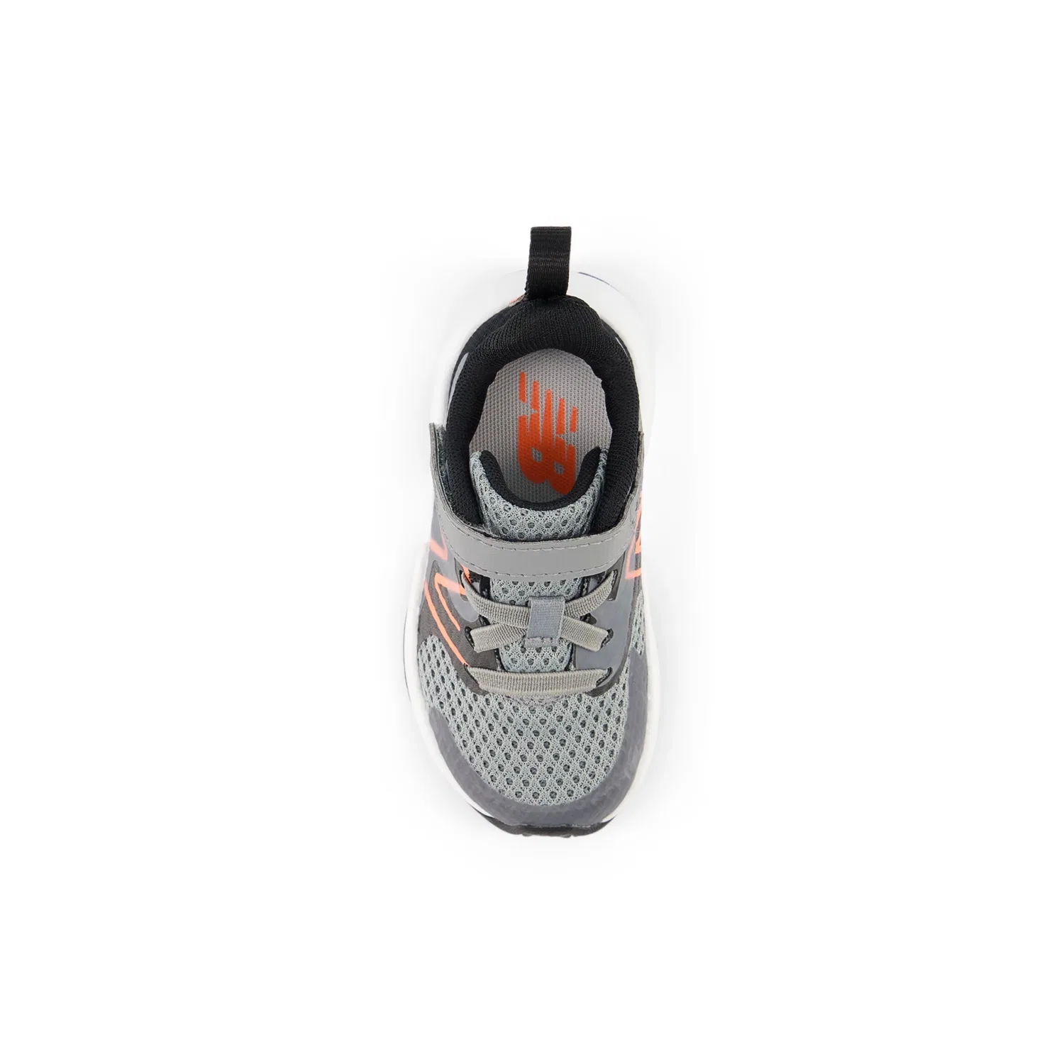 Детские кроссовки на шнурках с верхней застежкой Rave Run v2 Bungee Lace with Top Strap New Balance, Slate Grey With Black And Tangerine Heat — фото 4