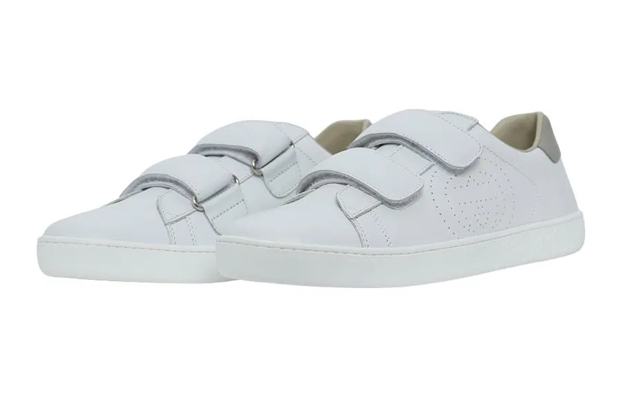 Детские кожаные кроссовки на липучке GUCCI Kids GG Touch Strap Sneakers, White — фото 4