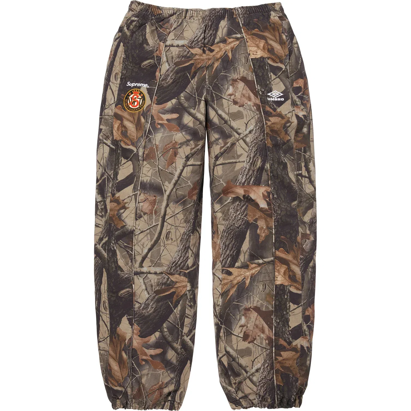 Supreme Мужские спортивные брюки из хлопка с начесом Umbro Cotton Ripstop Track Pant, Ecru/White — фото 3