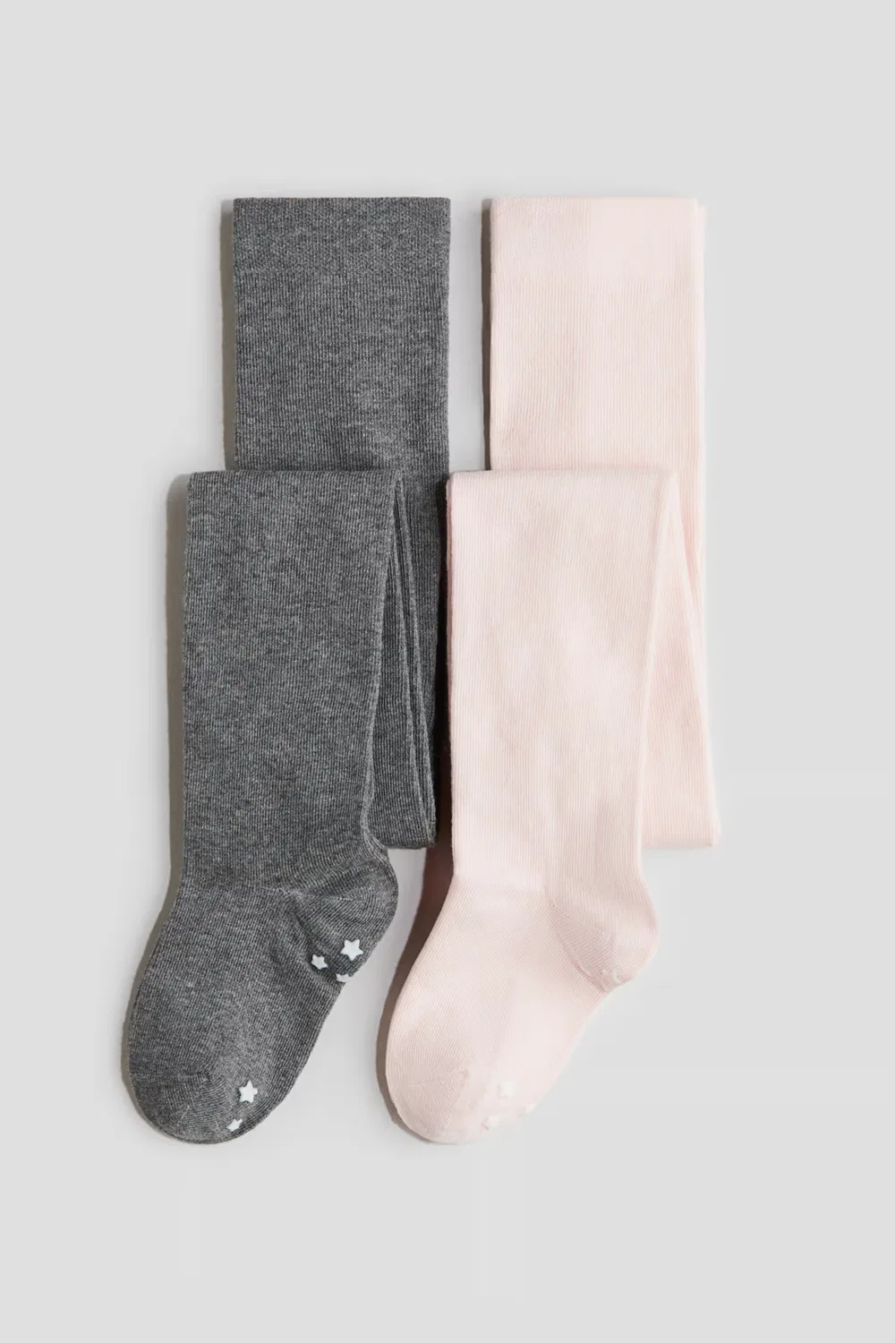 Комплект из 2 противоскользящих колготок тонкой вязки H&M, Grau/Rosa