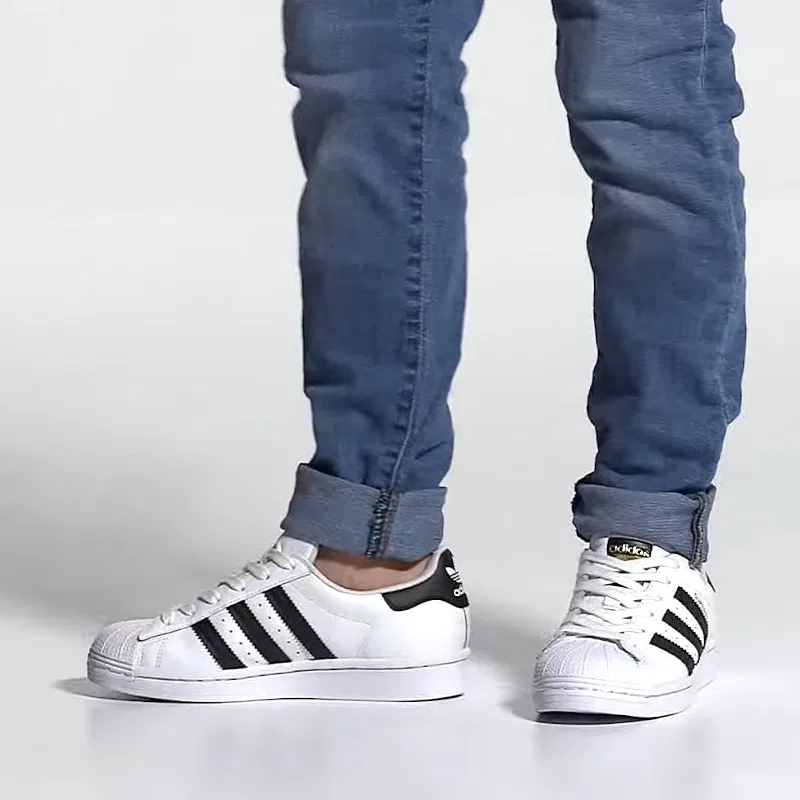 Детские кроссовки с мысом-ракушкой Superstar J Shell Toe Adidas Originals, White Black — фото 4