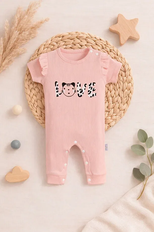 Детский комбинезон для девочек с принтом Cotton love written Bubito, Pink