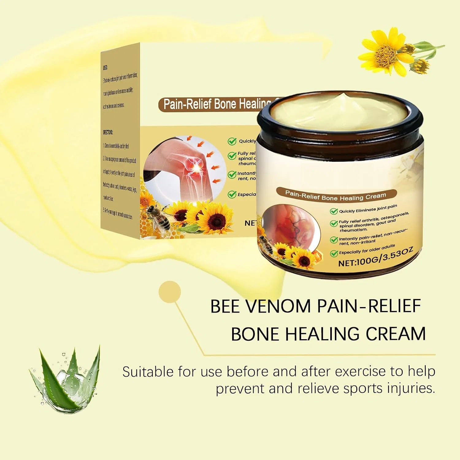 Крем для суставов с пчелиным ядом, 100 г, 5 шт, Bee Venom Cream Joints Generic — фото 3