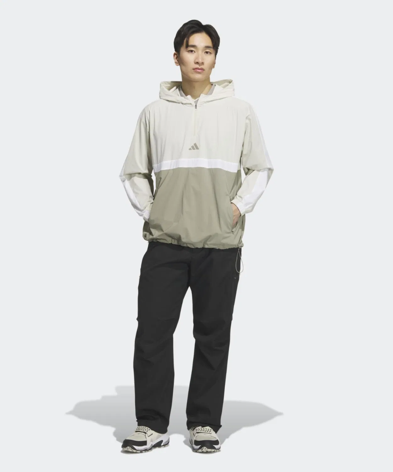 Мужская куртка-блузон с капюшоном, длинный рукав, Adidas Golf, Кремовый — фото 4