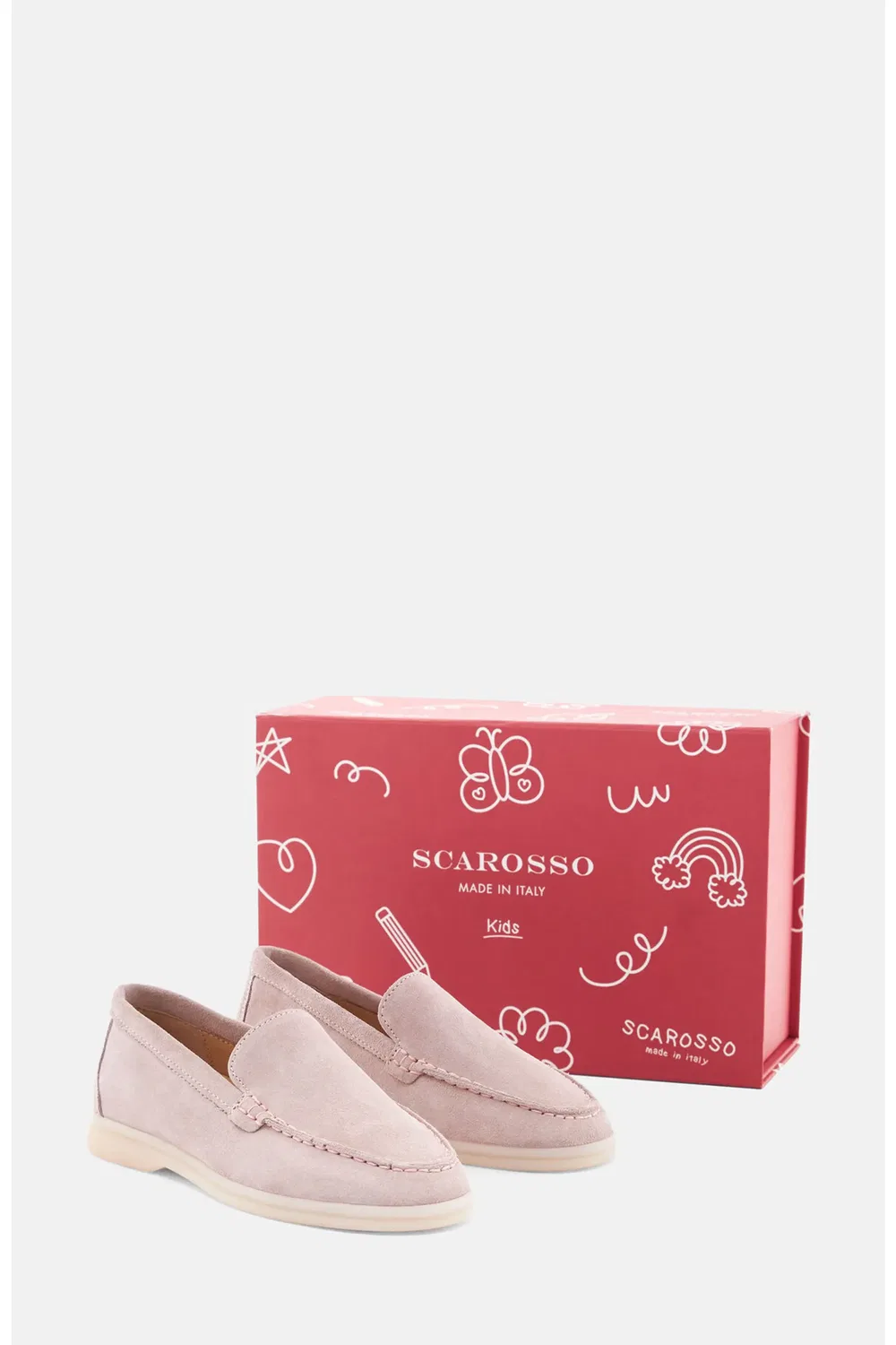 Детские туфли лоферы на плоской подошве Ludovica SCAROSSO, Pink - Suede — фото 2