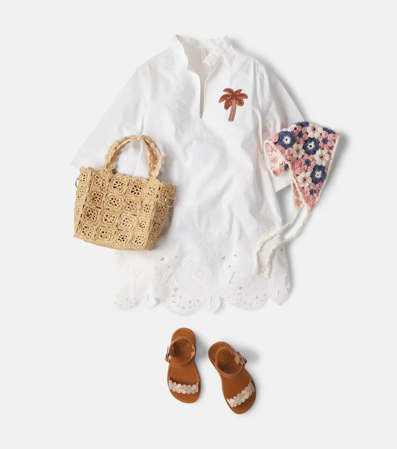 Платье Indra из хлопкового поплина с вышивкой ZIMMERMANN Kids, белый — фото 2