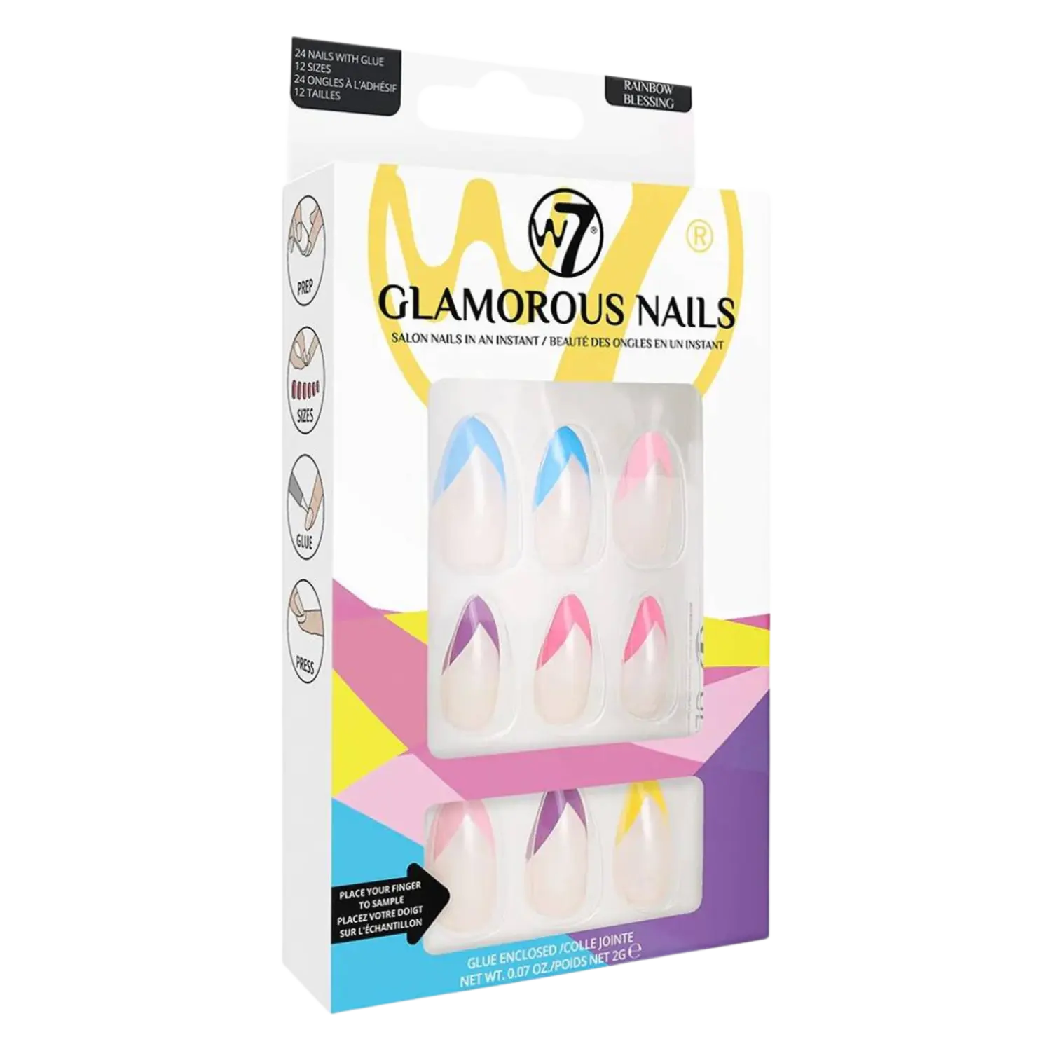 

W7 Glamorous Nails накладные ногти Rainbow Blessing, 24 шт/уп