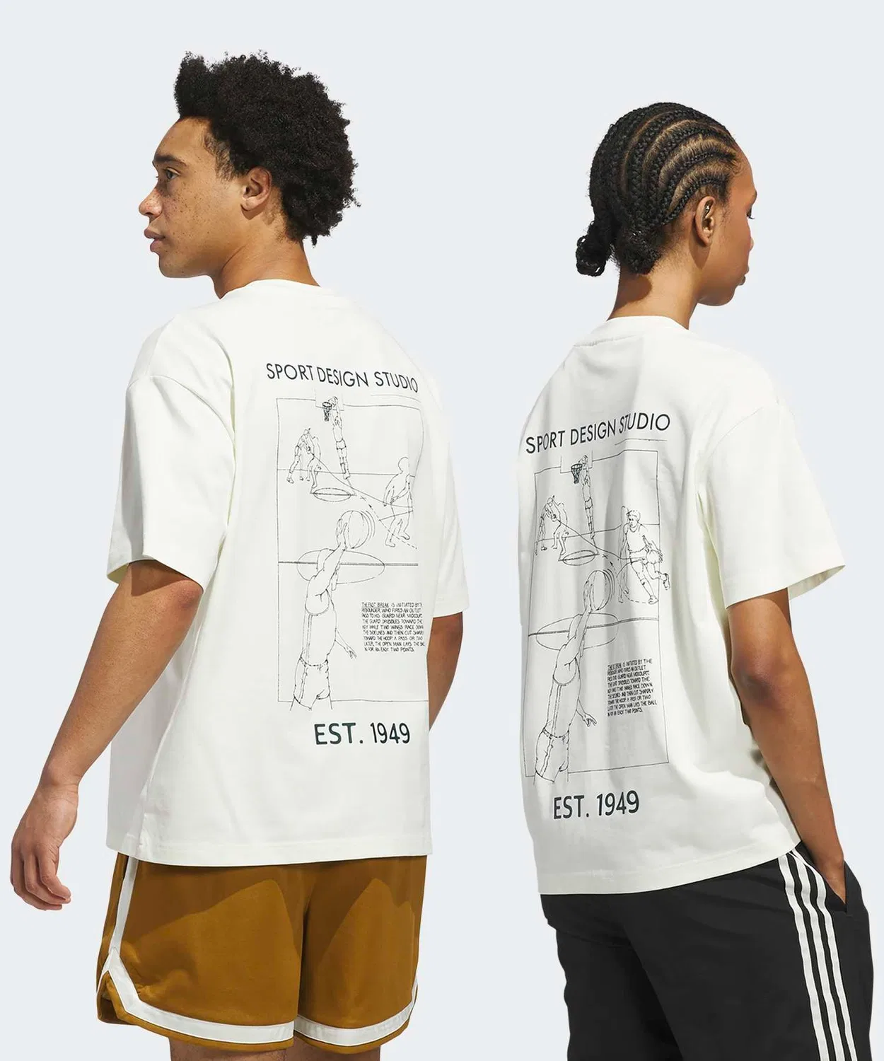Мужская футболка оверсайз с графическим принтом Adidas Sport Design Studio ASD Fastbrk Tee Adidas, Белый — фото 2