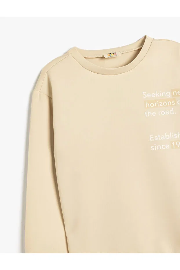 Детские свитшот для мальчиков с принтом Oversize Koton, Ecru — фото 3