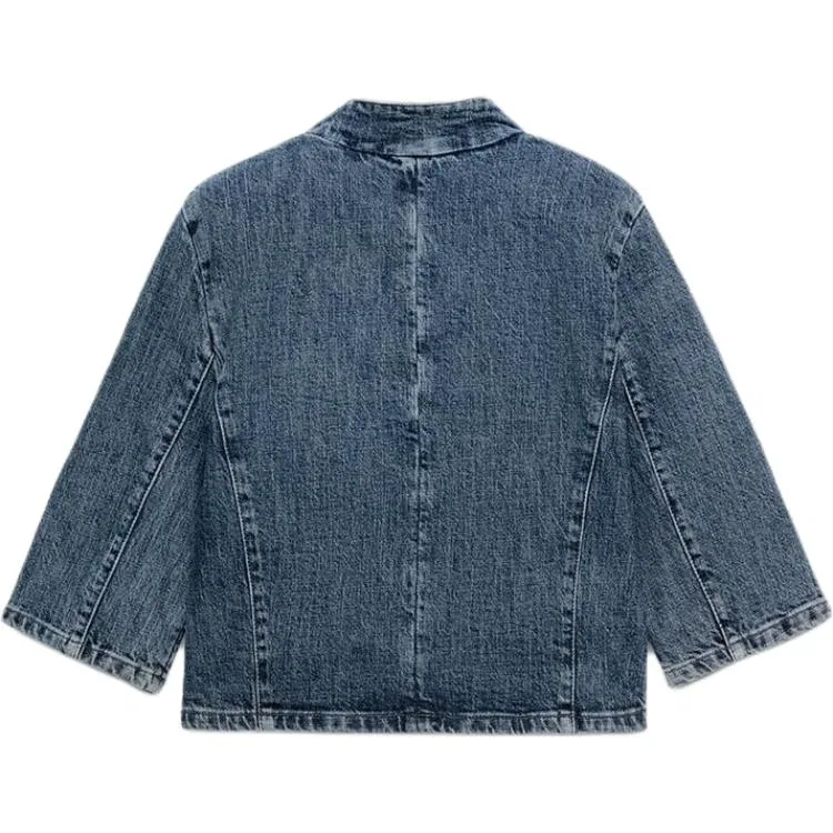 Женская джинсовая куртка со стойкой ZW Denim Jackets ZARA, Blue — фото 3