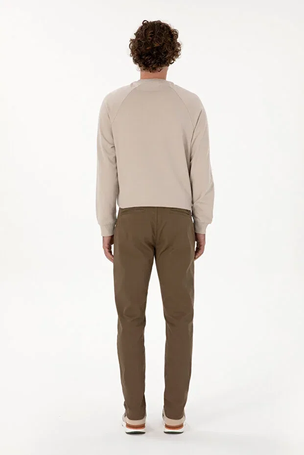Мужские брюки узкие из ткани с брендом U.S. Polo Assn., Khaki — фото 4