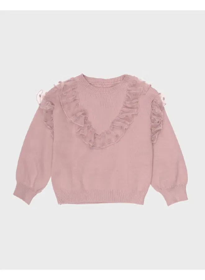 Свитер с кружевом из сетки Zara, фиолетовый