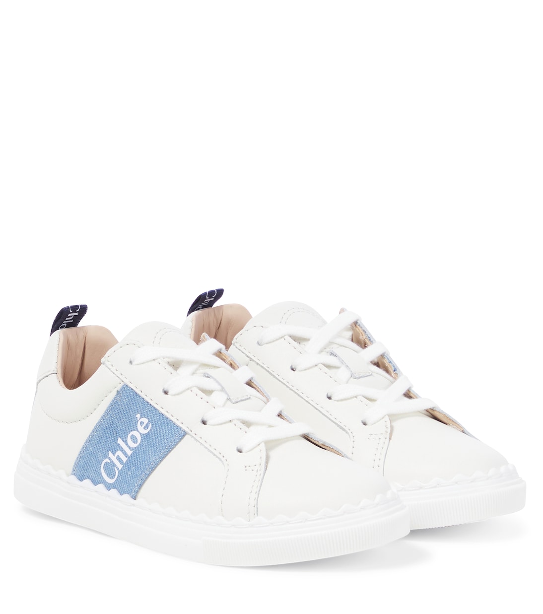 

Кожаные кроссовки с логотипом Chloé Kids, белый