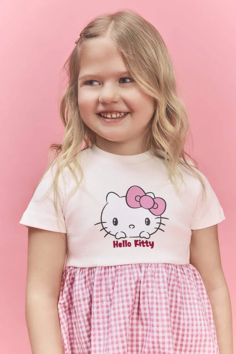 Платье-комбинация вязаное с коротким рукавом Hello Kitty Defacto, экрю