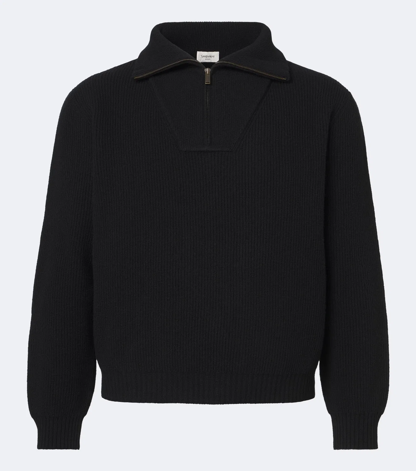 Свитер шерстяной с частичной молнией Saint Laurent, черный
