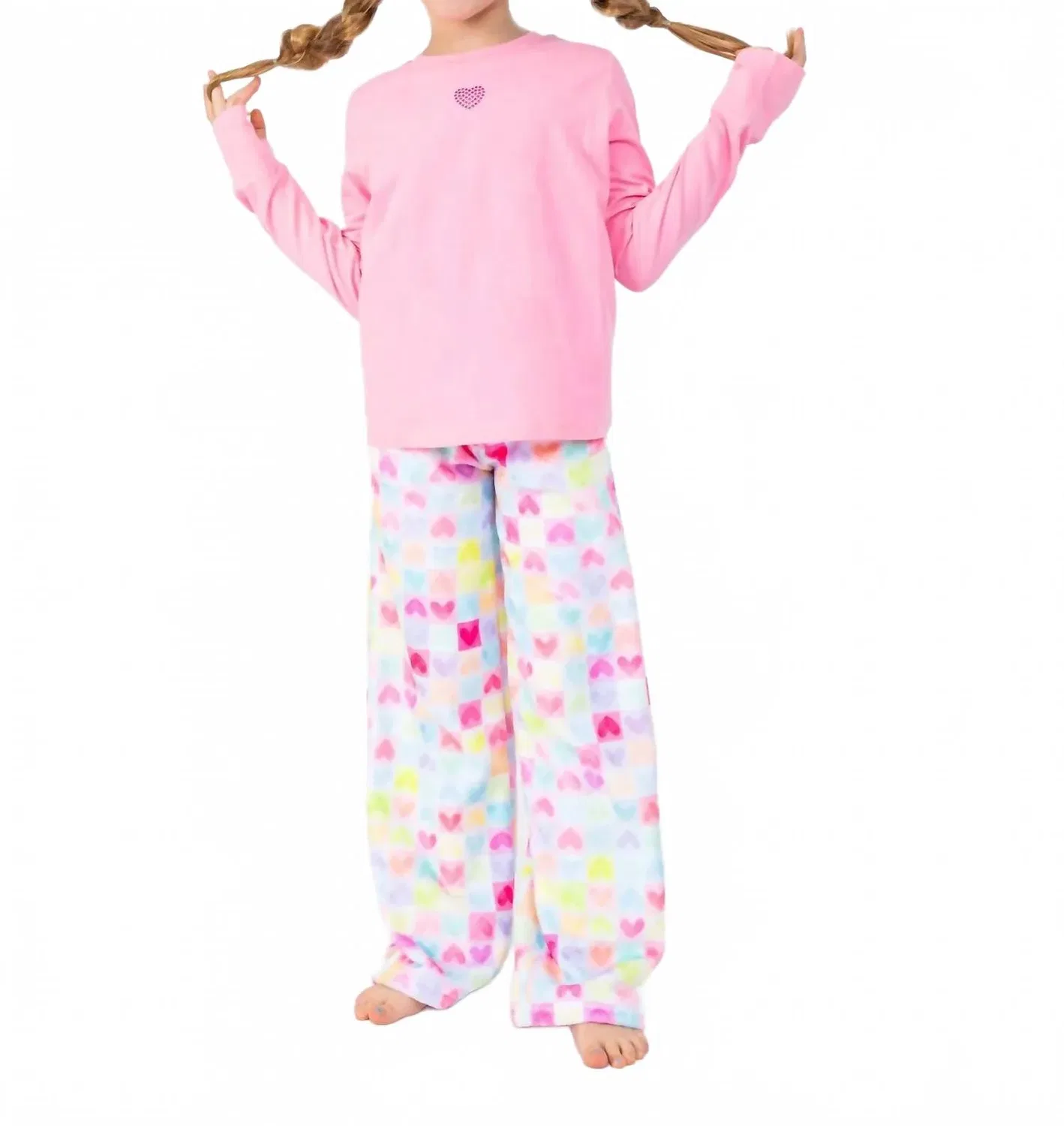 Детские брюки для девочек с принтом Love More Loungewear Pant PREPPY GOOSE, Pink Multi