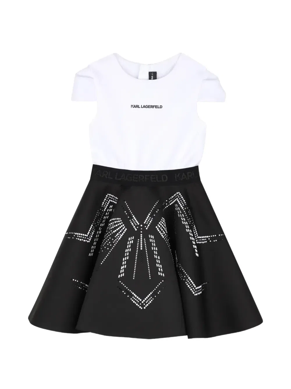 Расклешенное платье со стразами Karl Lagerfeld Kids, черный