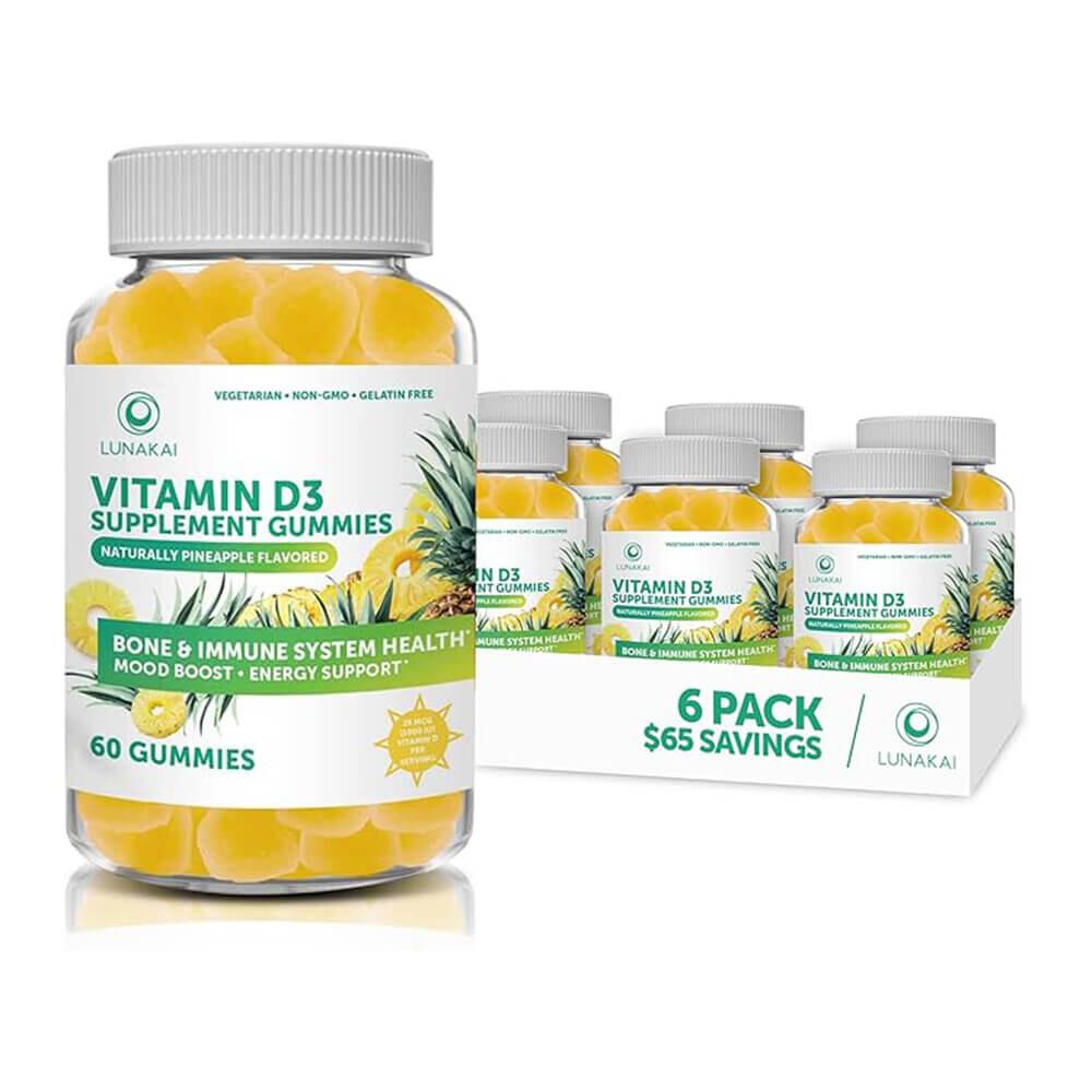 

Витамины для детей и взрослых Vitamin D3 Gummies for Adults and Kids, (60 жевательных конфет, 6 баночек)