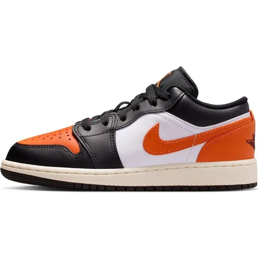 Кроссовки повседневные из натуральной кожи Air Jordan 1 Low (GS) Nike, Оранжево-черный