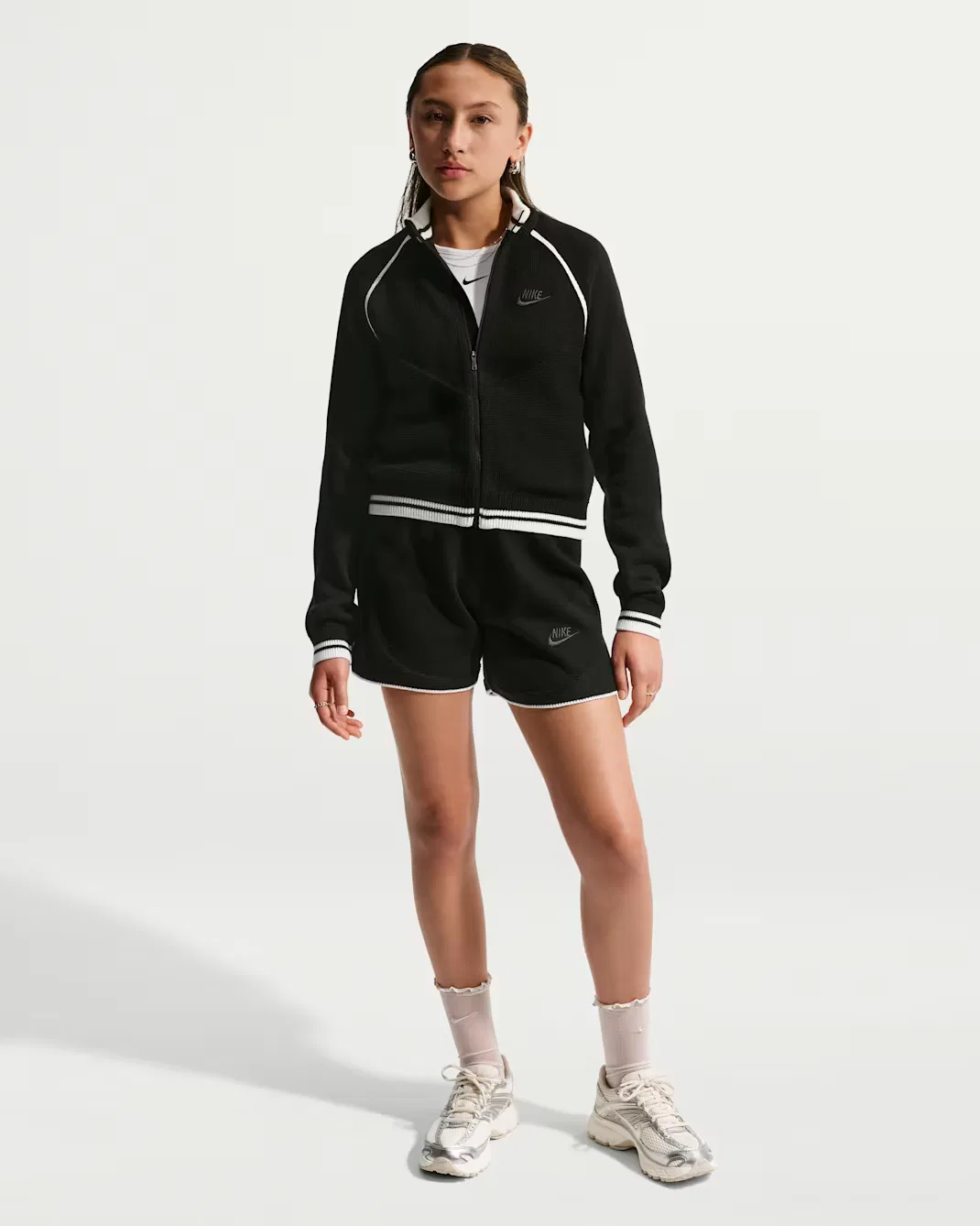 Детский свитер/спортивная куртка для девочек (подросткового возраста) Nike Sportswear Collection, Black/White — фото 4