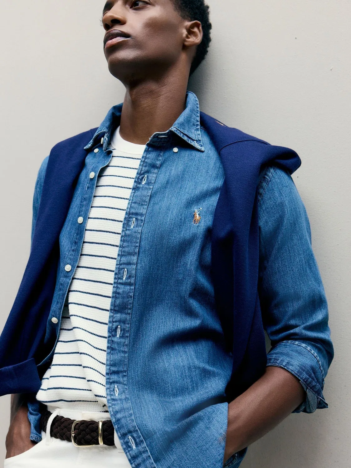 Рубашка Oxford, Custom Fit Polo Ralph Lauren, Mid Denim Blue