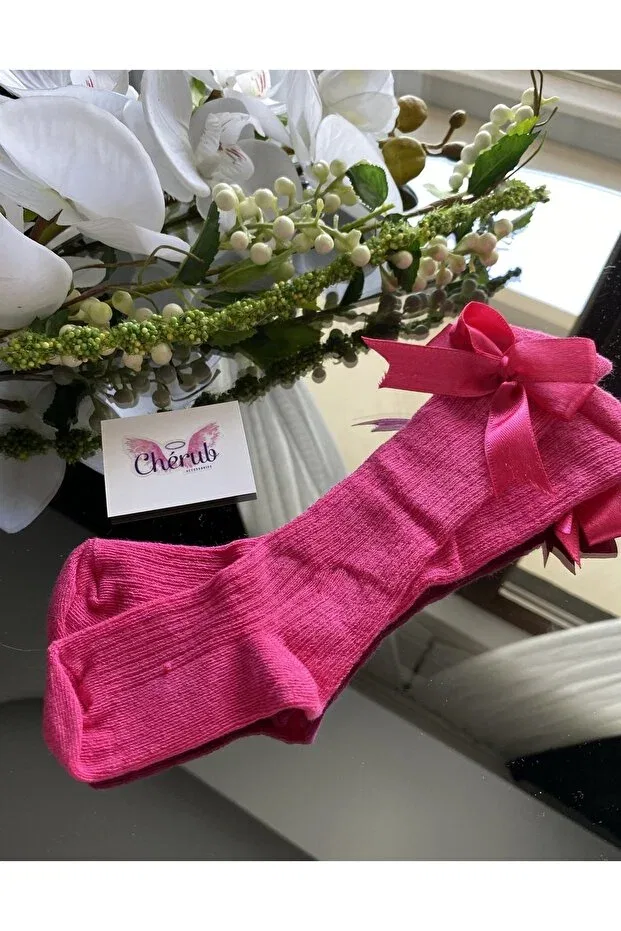 Детские носки до колена с бантом Cherub, Fuchsia