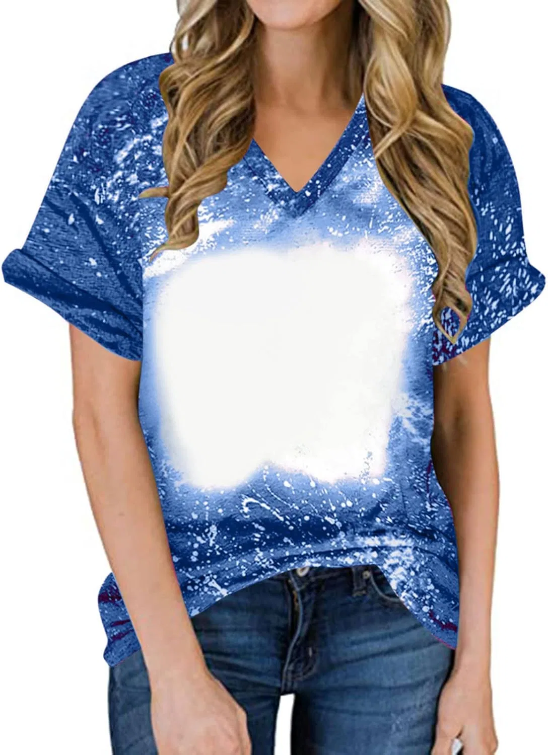 Женская футболка с камуфляжным принтом Tie Dye Color Block, Sky Blue