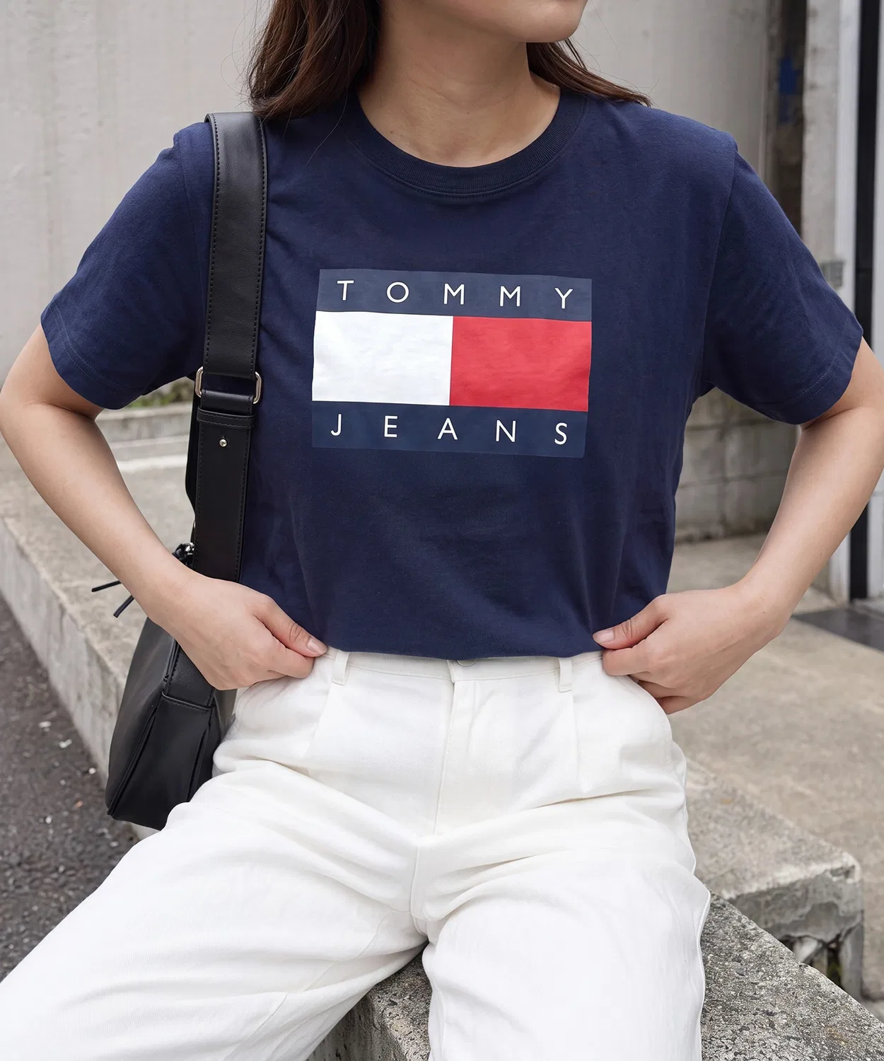Женская футболка с принтом TOMMY JEANS FLAG TEE REGULAR FIT TOMMY HILFIGER, Navy