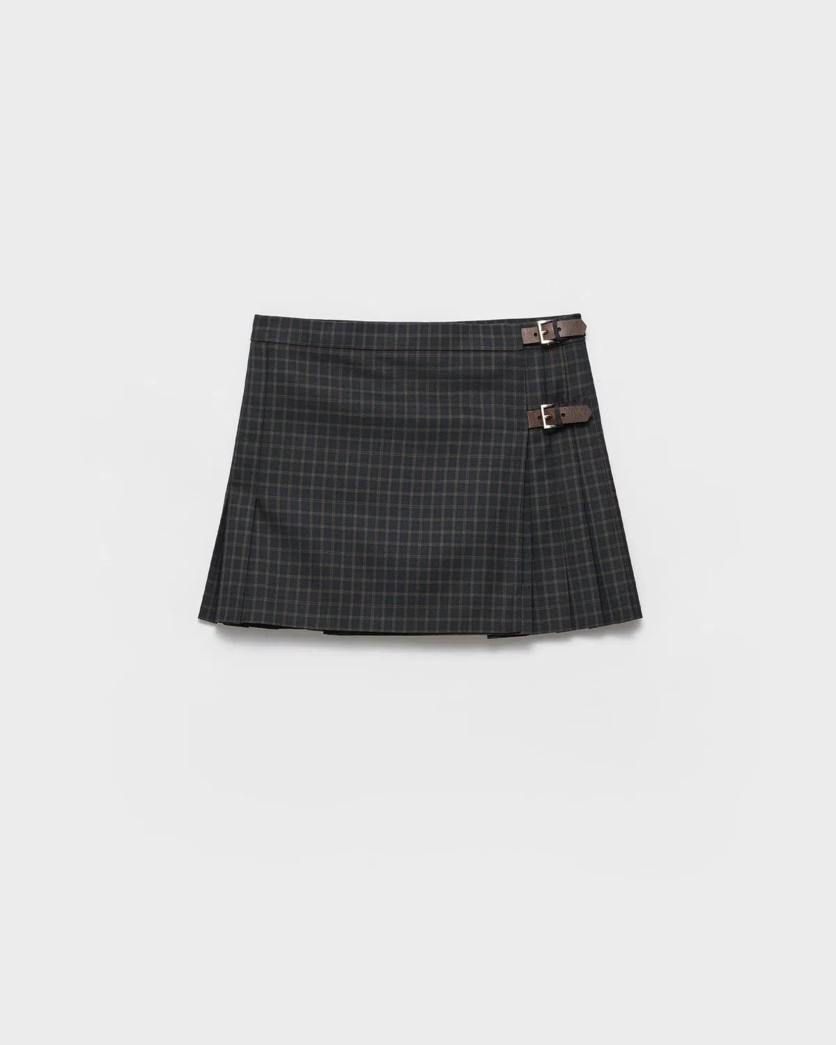 Миниюбка из шерсти в клетку Prada, синий