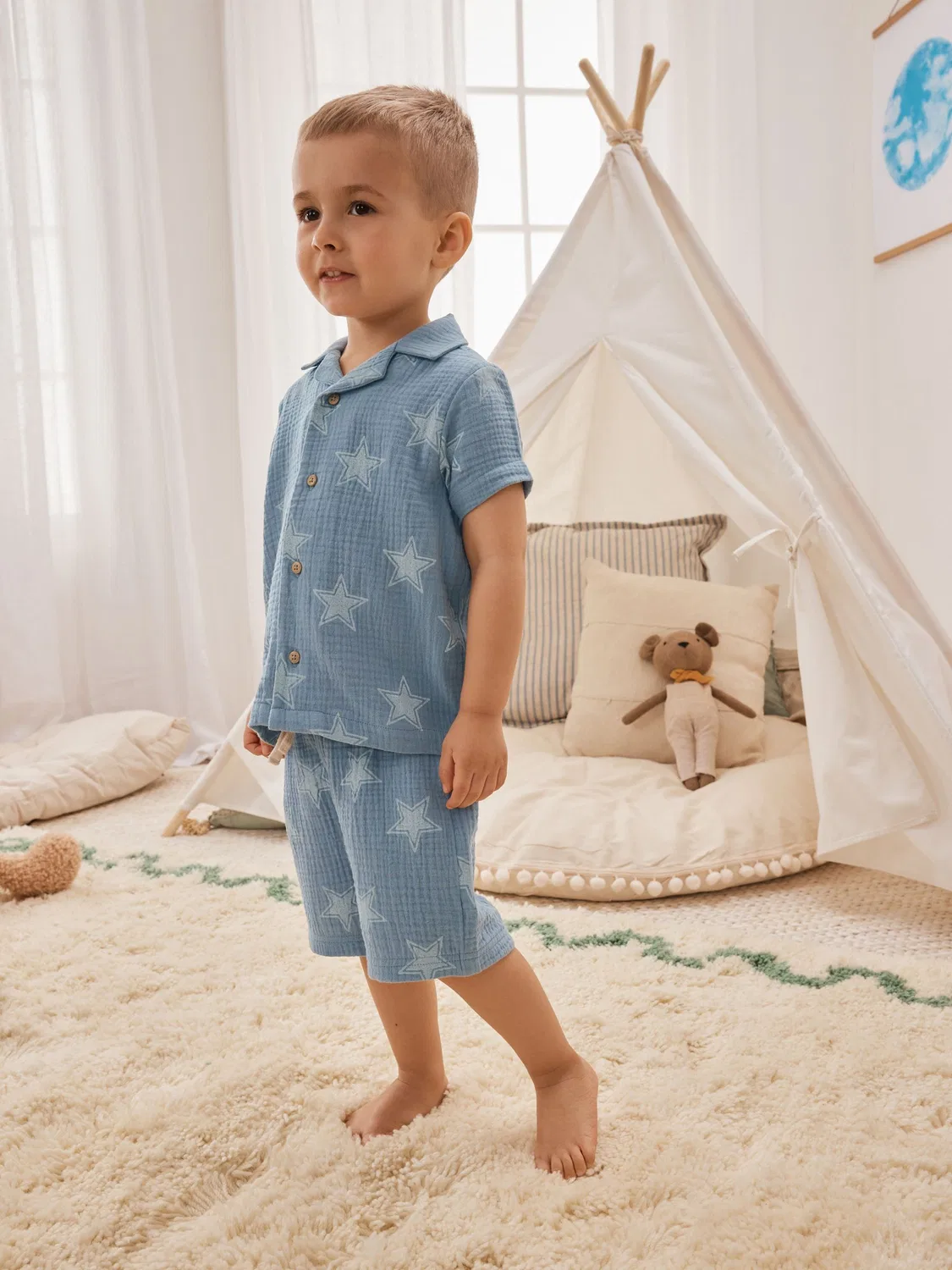 Пижама короткая, модель Blue Star Next, синий в звезду