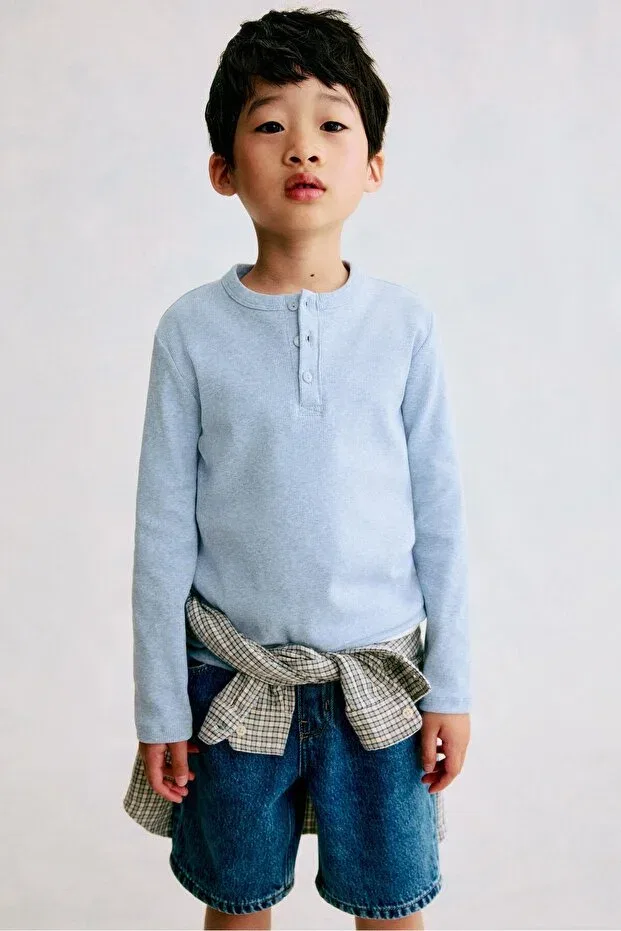 Детская футболка с длинным рукавом H&M, Light Blue