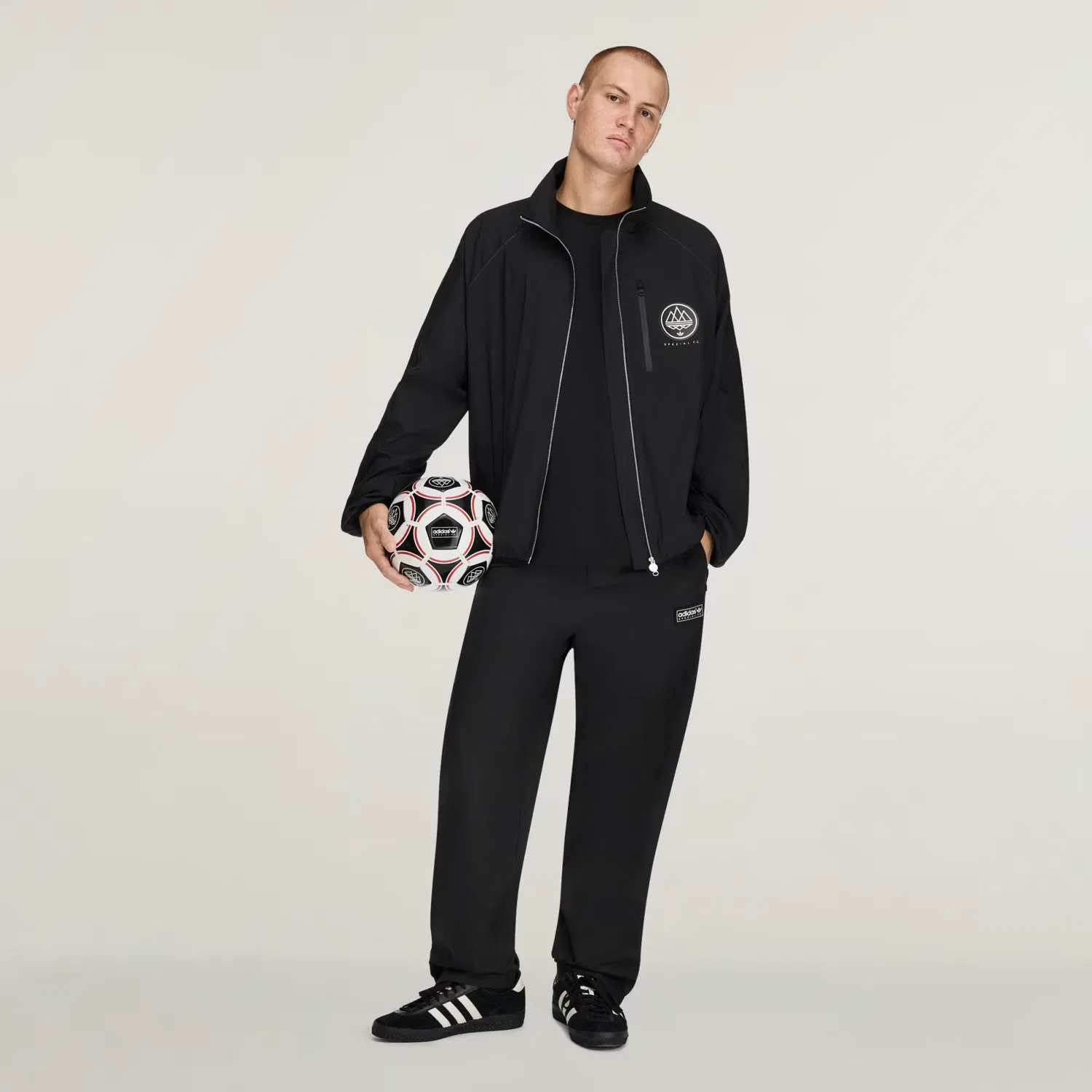 Мужская куртка-трек плетеного переплетения SPZL F.C. Adidas Originals, черный — фото 4
