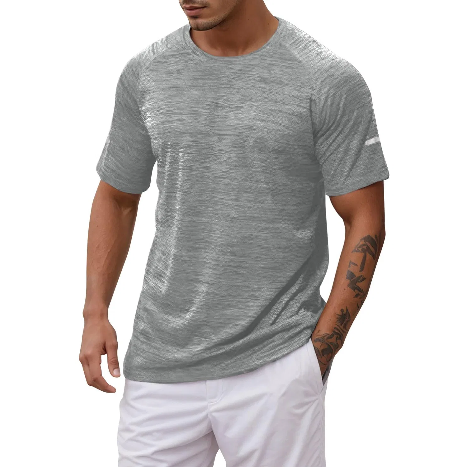 Мужская спортивная футболка с коротким рукавом для фитнеса, Grigio