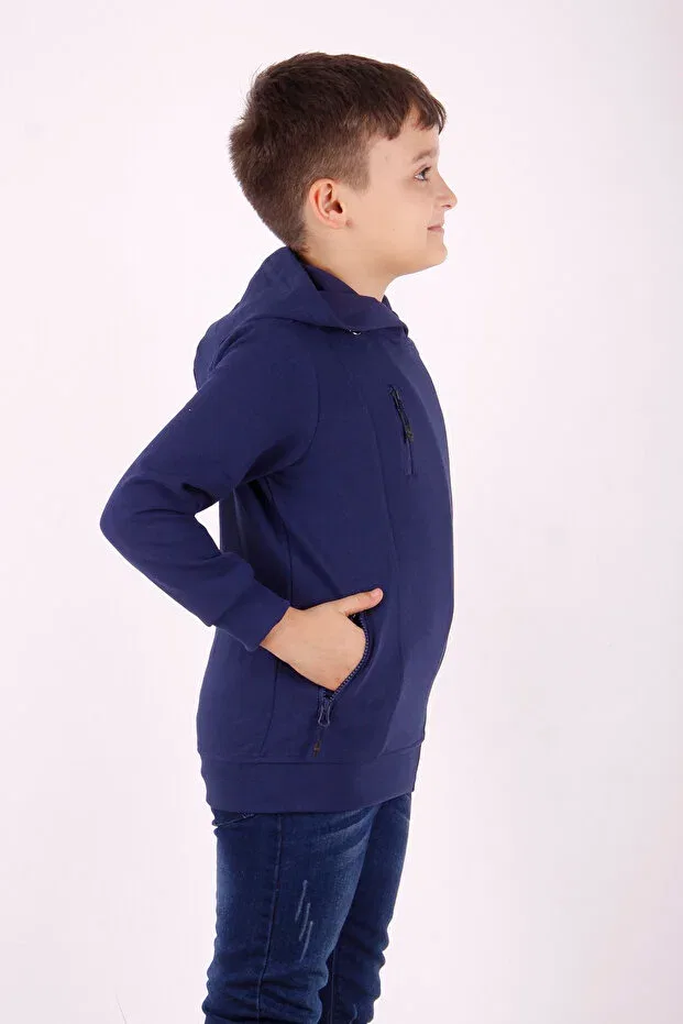 Детский кардиган на молнии с асимметричным кроем Toontoy, Navy Blue — фото 2