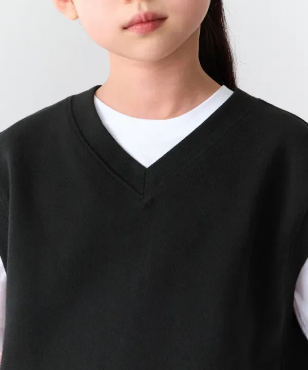 Оверсайз свитшот-жилет, Musinsa Standard Kids, черный — фото 4