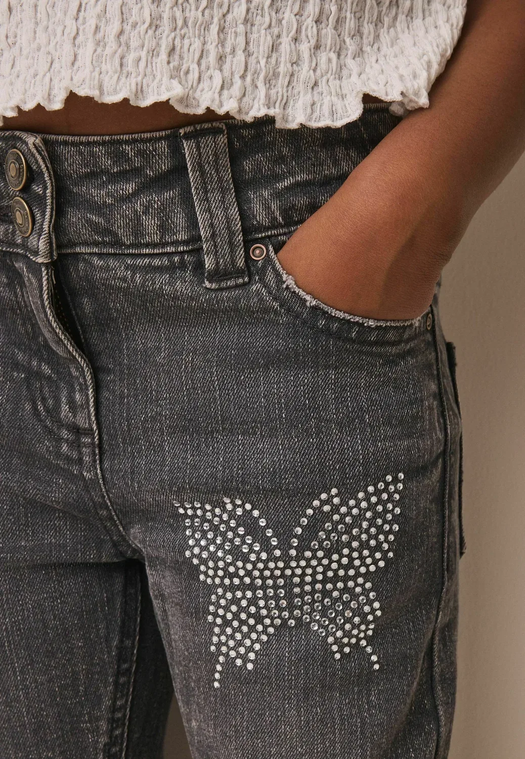 Расклешенные джинсы - джинсы-клеш Next, Charcoal Grey Diamante — фото 2